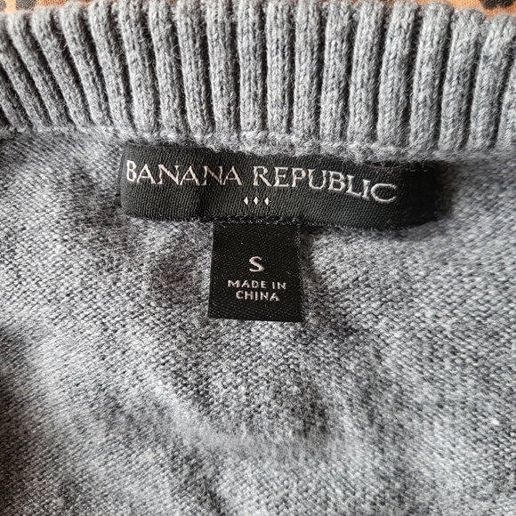 Banana Republic Zip Cardigan Faux Leather Pockets Grey Women Small - Picture 8 of 9